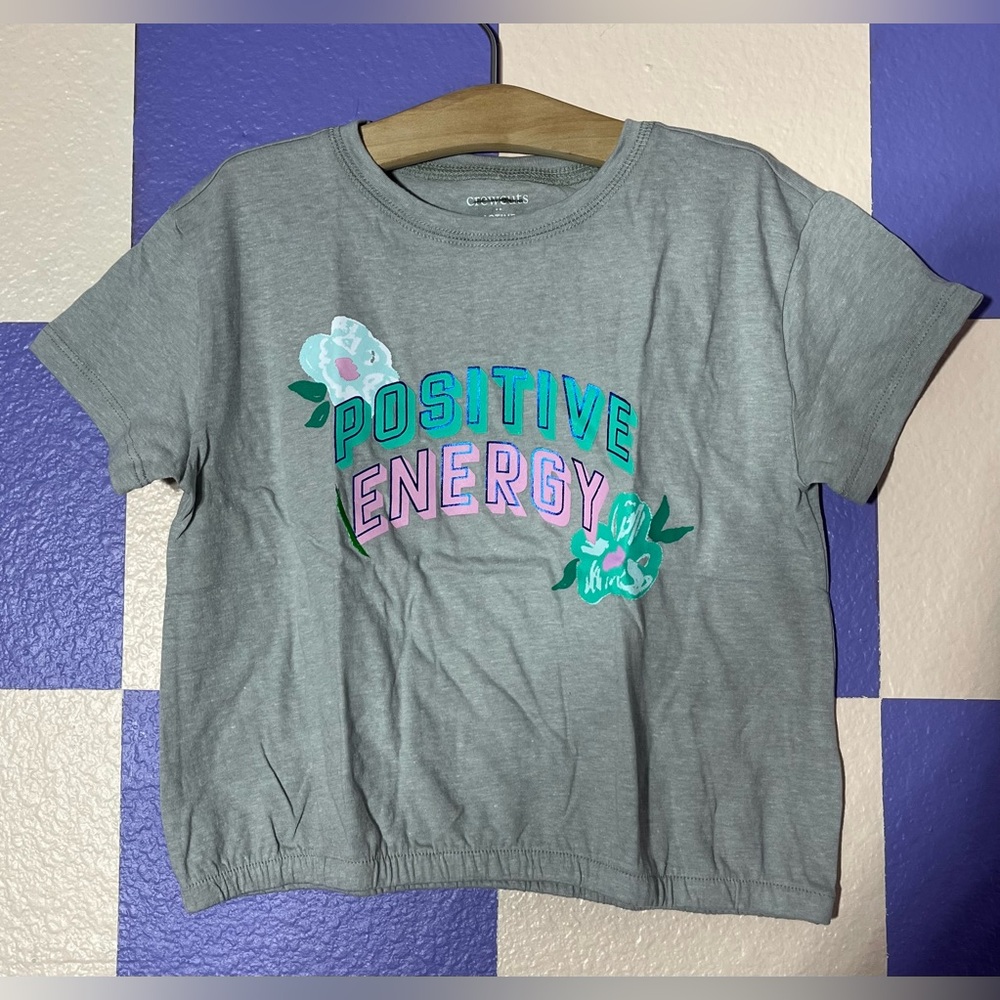 NWT J Crew Positive Energy Short Sleeve Elastic Hem Girls Active Top - Size M